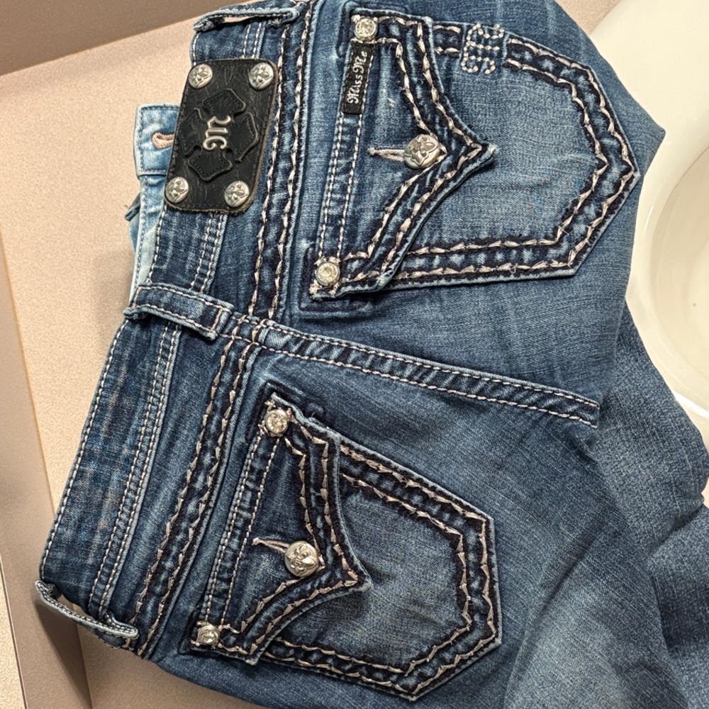 Miss Me Medium Blue Embroidered Boot Cut Jeans